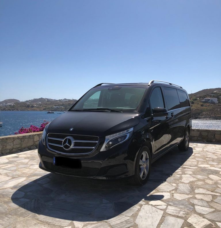 A black Mercedes minivan.